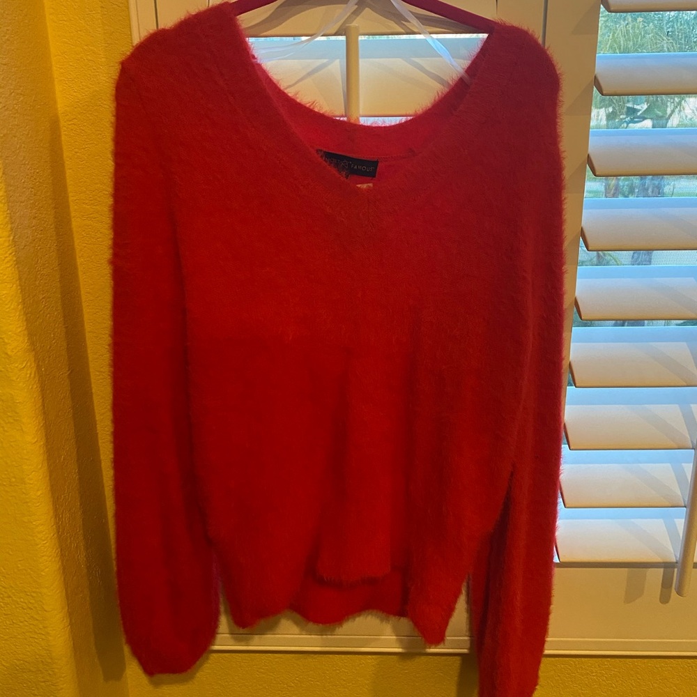 Red fuzzy sweater